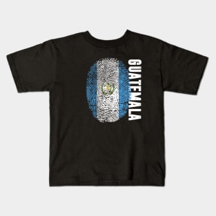 Guatemala Flag Fingerprint My Story DNA guatemalan Kids T-Shirt